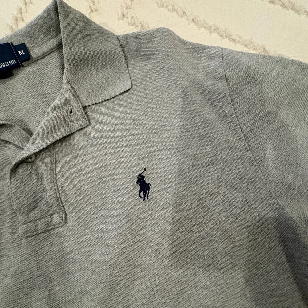 Ralph Lauren Men's Light Gray Polo with Navy Pony